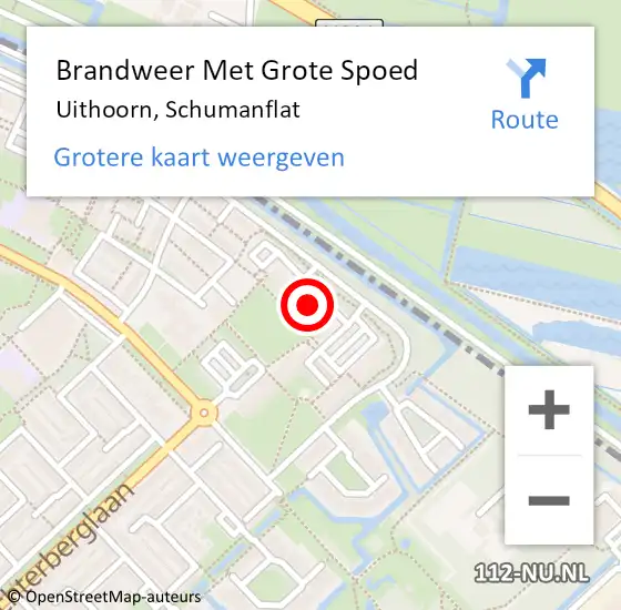 Locatie op kaart van de 112 melding: Brandweer Met Grote Spoed Naar Uithoorn, Schumanflat op 16 december 2021 14:10