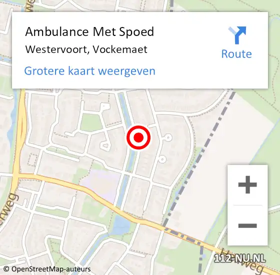 Locatie op kaart van de 112 melding: Ambulance Met Spoed Naar Westervoort, Vockemaet op 16 december 2021 14:13