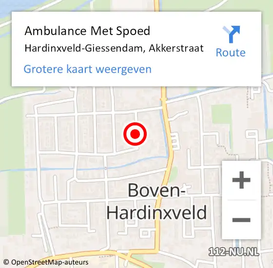 Locatie op kaart van de 112 melding: Ambulance Met Spoed Naar Hardinxveld-Giessendam, Akkerstraat op 16 december 2021 14:19