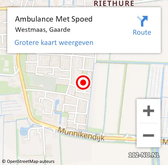 Locatie op kaart van de 112 melding: Ambulance Met Spoed Naar Westmaas, Gaarde op 16 december 2021 14:31