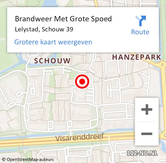 Locatie op kaart van de 112 melding: Brandweer Met Grote Spoed Naar Lelystad, Schouw 39 op 16 december 2021 15:08