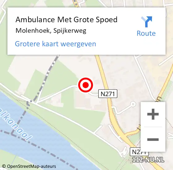 Locatie op kaart van de 112 melding: Ambulance Met Grote Spoed Naar Molenhoek, Spijkerweg op 16 december 2021 15:09