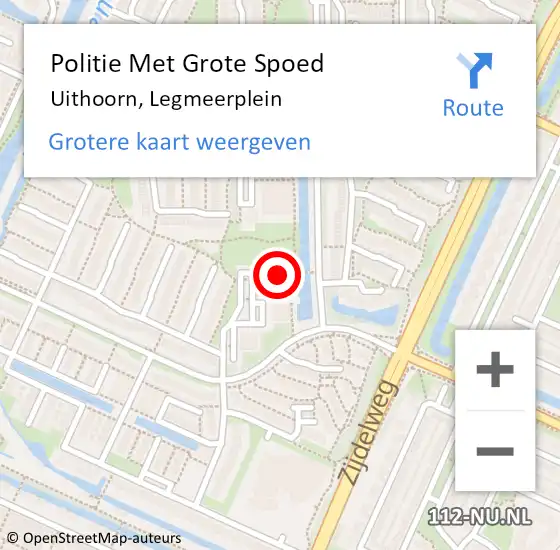 Locatie op kaart van de 112 melding: Politie Met Grote Spoed Naar Uithoorn, Legmeerplein op 16 december 2021 15:15