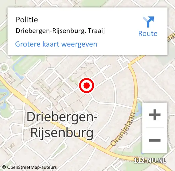 Locatie op kaart van de 112 melding: Politie Driebergen-Rijsenburg, Traaij op 16 december 2021 15:22