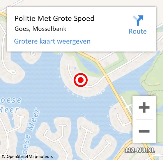 Locatie op kaart van de 112 melding: Politie Met Grote Spoed Naar Goes, Mosselbank op 16 december 2021 15:36