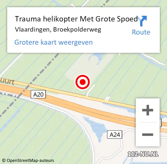 Locatie op kaart van de 112 melding: Trauma helikopter Met Grote Spoed Naar Vlaardingen, Broekpolderweg op 16 december 2021 15:50