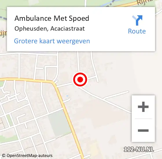 Locatie op kaart van de 112 melding: Ambulance Met Spoed Naar Opheusden, Acaciastraat op 16 december 2021 16:16