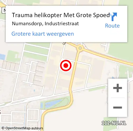 Locatie op kaart van de 112 melding: Trauma helikopter Met Grote Spoed Naar Numansdorp, Industriestraat op 16 december 2021 16:33