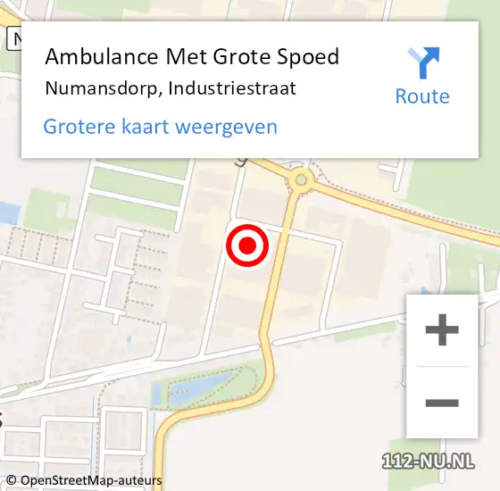 Locatie op kaart van de 112 melding: Ambulance Met Grote Spoed Naar Numansdorp, Industriestraat op 16 december 2021 16:35