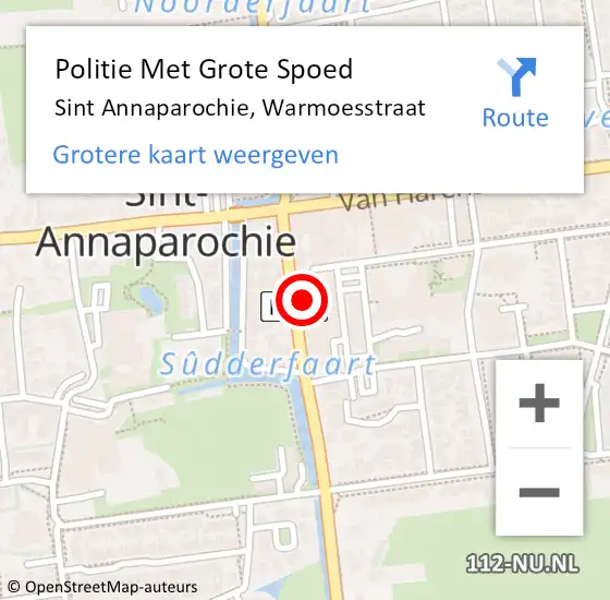 Locatie op kaart van de 112 melding: Politie Met Grote Spoed Naar Sint Annaparochie, Warmoesstraat op 16 december 2021 17:02