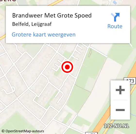 Locatie op kaart van de 112 melding: Brandweer Met Grote Spoed Naar Belfeld, Leijgraaf op 16 december 2021 17:12