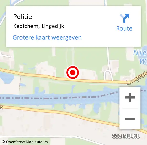 Locatie op kaart van de 112 melding: Politie Kedichem, Lingedijk op 16 december 2021 17:25