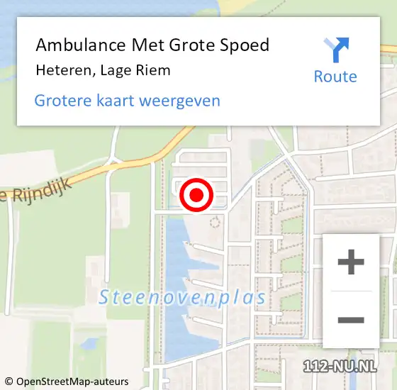 Locatie op kaart van de 112 melding: Ambulance Met Grote Spoed Naar Heteren, Lage Riem op 16 december 2021 17:30