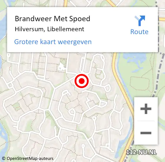 Locatie op kaart van de 112 melding: Brandweer Met Spoed Naar Hilversum, Libellemeent op 16 december 2021 17:33