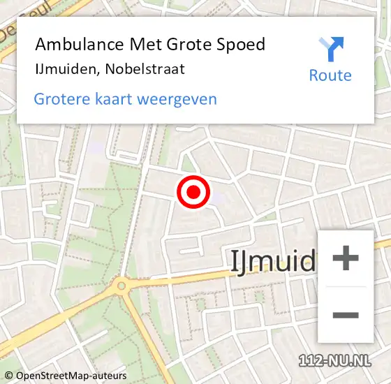 Locatie op kaart van de 112 melding: Ambulance Met Grote Spoed Naar IJmuiden, Nobelstraat op 16 december 2021 17:41