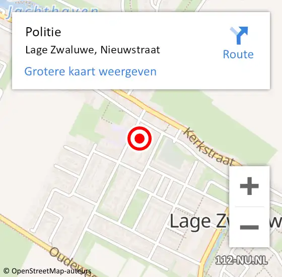 Locatie op kaart van de 112 melding: Politie Lage Zwaluwe, Nieuwstraat op 16 december 2021 17:44