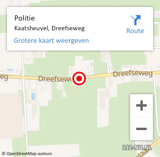 Locatie op kaart van de 112 melding: Politie Kaatsheuvel, Dreefseweg op 16 december 2021 18:02