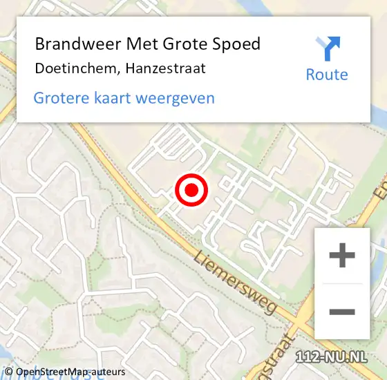 Locatie op kaart van de 112 melding: Brandweer Met Grote Spoed Naar Doetinchem, Hanzestraat op 16 december 2021 18:09