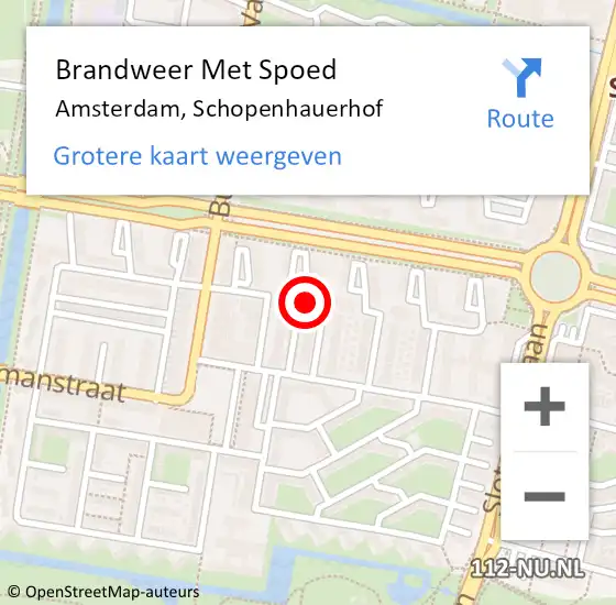 Locatie op kaart van de 112 melding: Brandweer Met Spoed Naar Amsterdam, Schopenhauerhof op 16 december 2021 18:13