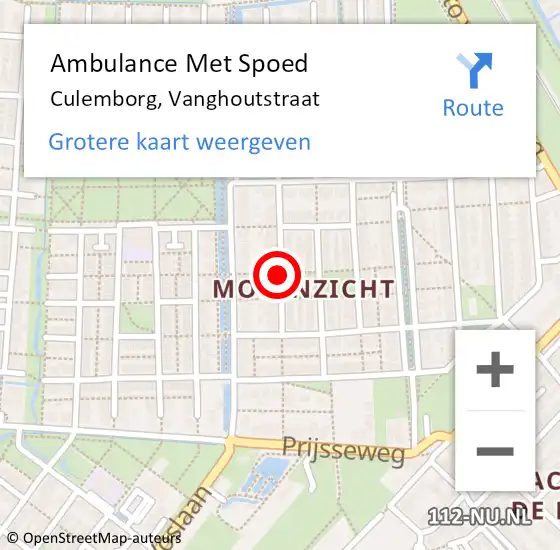 Locatie op kaart van de 112 melding: Ambulance Met Spoed Naar Culemborg, Vanghoutstraat op 16 december 2021 18:39