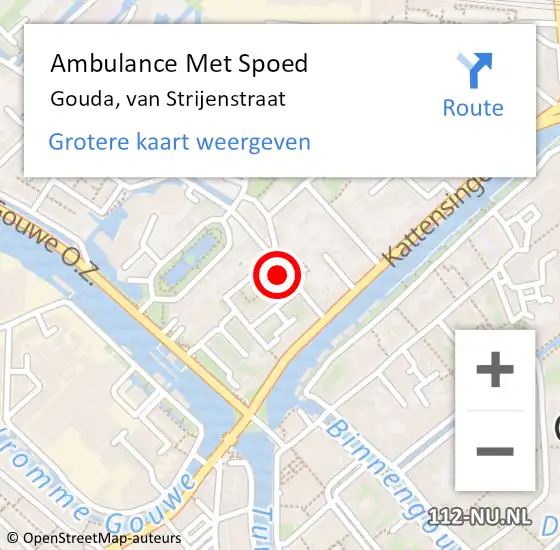 Locatie op kaart van de 112 melding: Ambulance Met Spoed Naar Gouda, van Strijenstraat op 16 december 2021 18:51