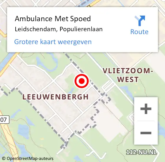 Locatie op kaart van de 112 melding: Ambulance Met Spoed Naar Leidschendam, Populierenlaan op 16 december 2021 19:14