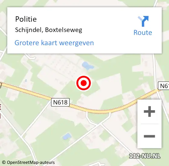 Locatie op kaart van de 112 melding: Politie Schijndel, Boxtelseweg op 16 december 2021 19:15