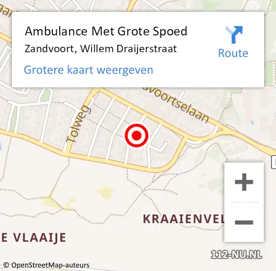 Locatie op kaart van de 112 melding: Ambulance Met Grote Spoed Naar Zandvoort, Willem Draijerstraat op 16 december 2021 19:21