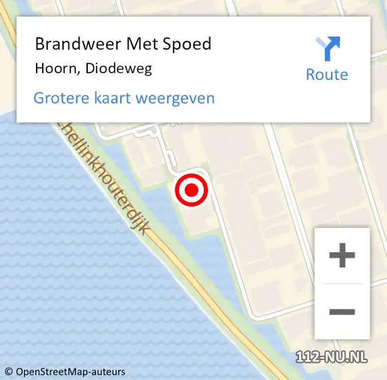 Locatie op kaart van de 112 melding: Brandweer Met Spoed Naar Hoorn, Diodeweg op 16 december 2021 20:04