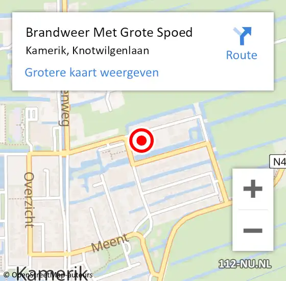 Locatie op kaart van de 112 melding: Brandweer Met Grote Spoed Naar Kamerik, Knotwilgenlaan op 16 december 2021 20:18