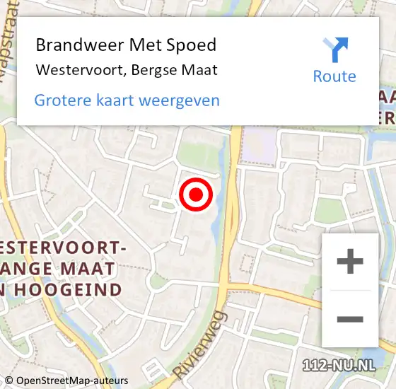 Locatie op kaart van de 112 melding: Brandweer Met Spoed Naar Westervoort, Bergse Maat op 16 december 2021 20:19