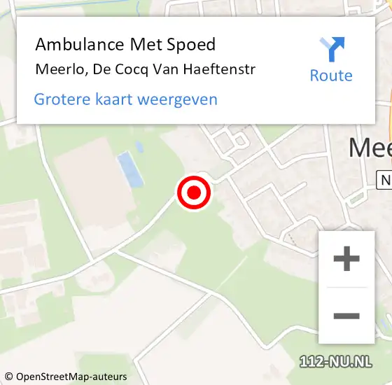 Locatie op kaart van de 112 melding: Ambulance Met Spoed Naar Meerlo, De Cocq Van Haeftenstr op 2 juli 2014 14:29