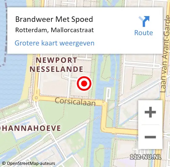 Locatie op kaart van de 112 melding: Brandweer Met Spoed Naar Rotterdam, Mallorcastraat op 16 december 2021 20:40