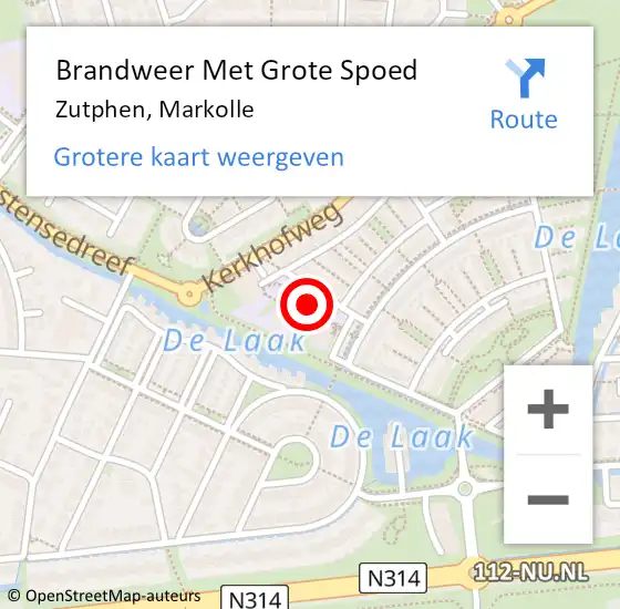 Locatie op kaart van de 112 melding: Brandweer Met Grote Spoed Naar Zutphen, Markolle op 16 december 2021 20:59