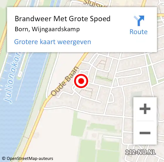 Locatie op kaart van de 112 melding: Brandweer Met Grote Spoed Naar Born, Wijngaardskamp op 16 december 2021 21:37