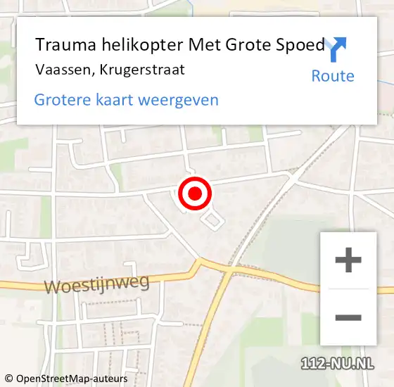 Locatie op kaart van de 112 melding: Trauma helikopter Met Grote Spoed Naar Vaassen, Krugerstraat op 16 december 2021 21:44