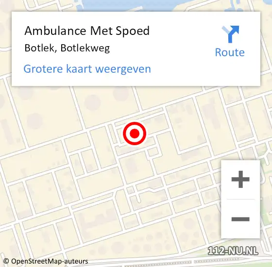 Locatie op kaart van de 112 melding: Ambulance Met Spoed Naar Botlek, Botlekweg op 16 december 2021 21:47