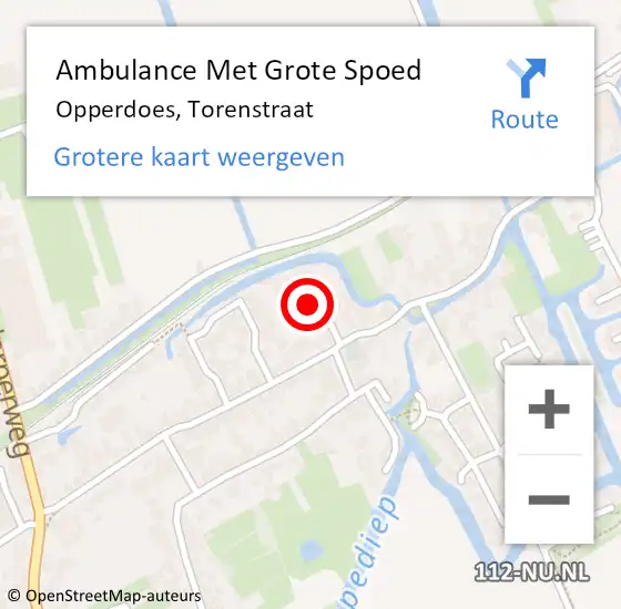 Locatie op kaart van de 112 melding: Ambulance Met Grote Spoed Naar Opperdoes, Torenstraat op 16 december 2021 21:51