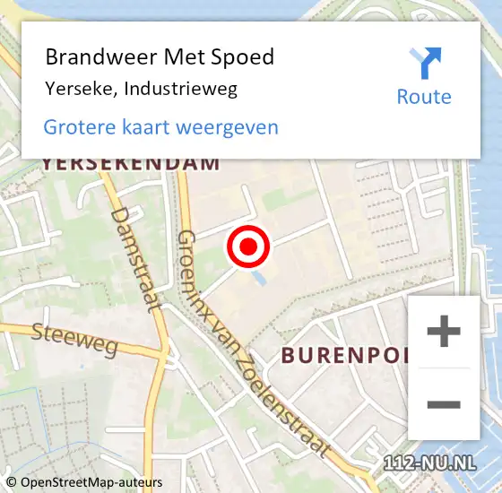 Locatie op kaart van de 112 melding: Brandweer Met Spoed Naar Yerseke, Industrieweg op 16 december 2021 21:51