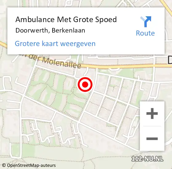 Locatie op kaart van de 112 melding: Ambulance Met Grote Spoed Naar Doorwerth, Berkenlaan op 16 december 2021 21:55