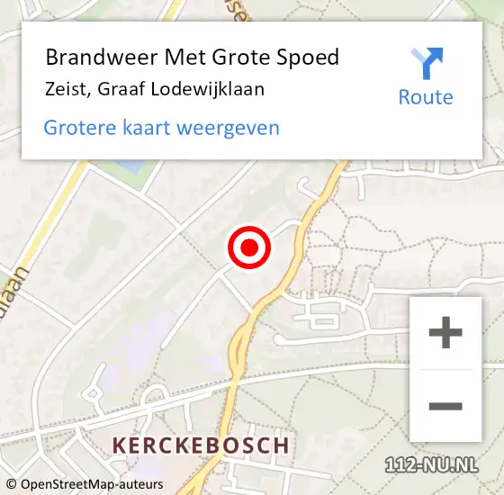 Locatie op kaart van de 112 melding: Brandweer Met Grote Spoed Naar Zeist, Graaf Lodewijklaan op 2 juli 2014 14:37