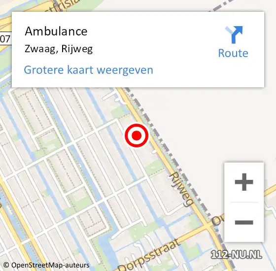 Locatie op kaart van de 112 melding: Ambulance Zwaag, Rijweg op 16 december 2021 22:26