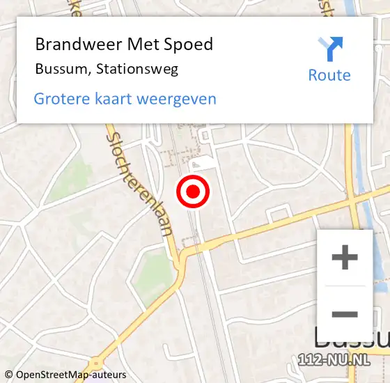 Locatie op kaart van de 112 melding: Brandweer Met Spoed Naar Bussum, Stationsweg op 16 december 2021 22:48