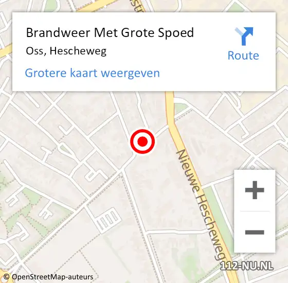 Locatie op kaart van de 112 melding: Brandweer Met Grote Spoed Naar Oss, Hescheweg op 16 december 2021 23:24