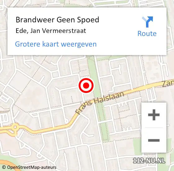 Locatie op kaart van de 112 melding: Brandweer Geen Spoed Naar Ede, Jan Vermeerstraat op 16 december 2021 23:28