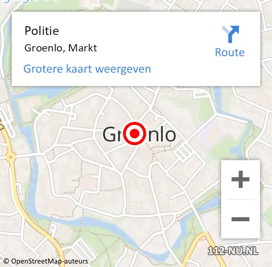 Locatie op kaart van de 112 melding: Politie Groenlo, Markt op 16 december 2021 23:41