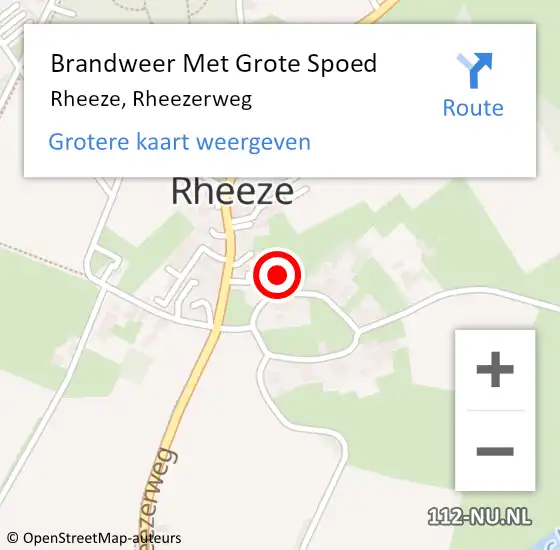Locatie op kaart van de 112 melding: Brandweer Met Grote Spoed Naar Rheeze, Rheezerweg op 17 december 2021 00:11