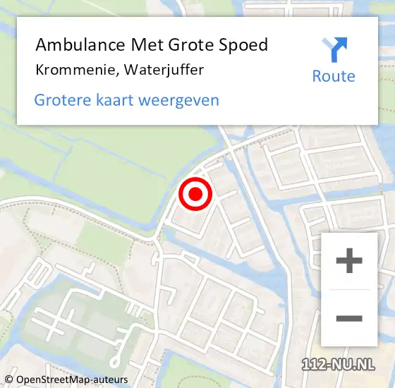 Locatie op kaart van de 112 melding: Ambulance Met Grote Spoed Naar Krommenie, Waterjuffer op 17 december 2021 00:17