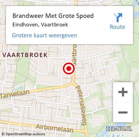Locatie op kaart van de 112 melding: Brandweer Met Grote Spoed Naar Eindhoven, Vaartbroek op 17 december 2021 01:09