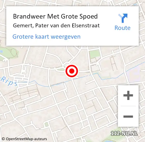 Locatie op kaart van de 112 melding: Brandweer Met Grote Spoed Naar Gemert, Pater van den Elsenstraat op 17 december 2021 01:21